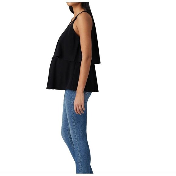 Glowe Black Ruffled Maternity Tank Size L - Picture 2 of 7